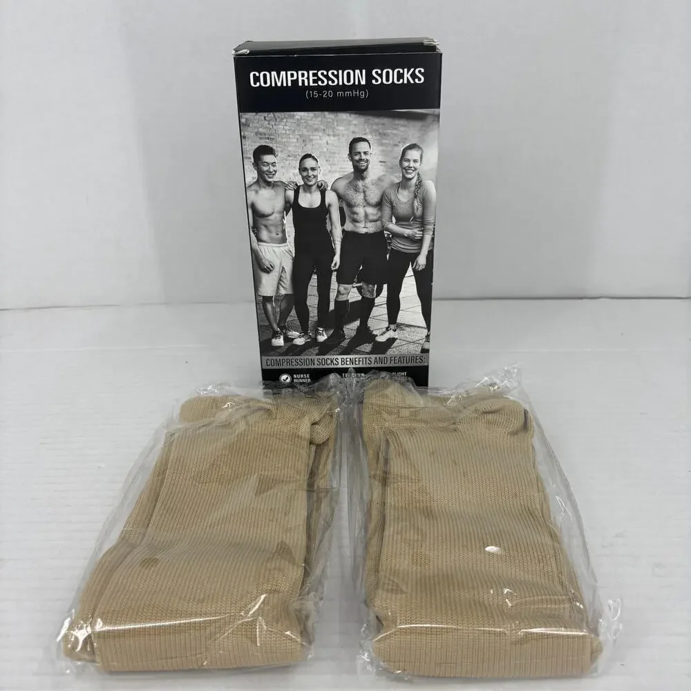 Charmking Compression Socks 2 Pairs Size S/M Nude Beige Unisex‎ 15-20 mmHG